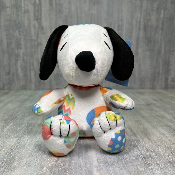 Peanuts Snoopy Plush Rainbow Tie Die Easter Egg Suit 8" Hallmark New With Tags - Picture 2 of 13